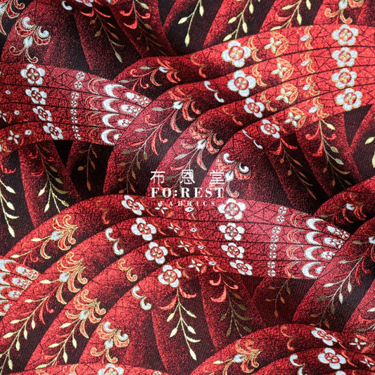 Gold Brocade - Flow Fabric Wine Polyester