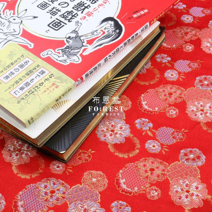 Gold Brocade - Flower Snow fabric Red - FO:REST Fabric 布恩堂Liberty fabrictana lawnjapanese fabricykk zipper