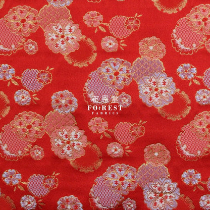 Gold Brocade - Flower Snow fabric Red - FO:REST Fabric 布恩堂Liberty fabrictana lawnjapanese fabricykk zipper