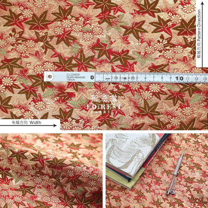 Gold Brocade - foliage紅葉 fabric - FO:REST Fabric 布恩堂Liberty fabrictana lawnjapanese fabricykk zipper
