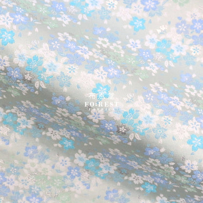 Gold Brocade - Full Of Sakura Fabric Light Blue Polyester
