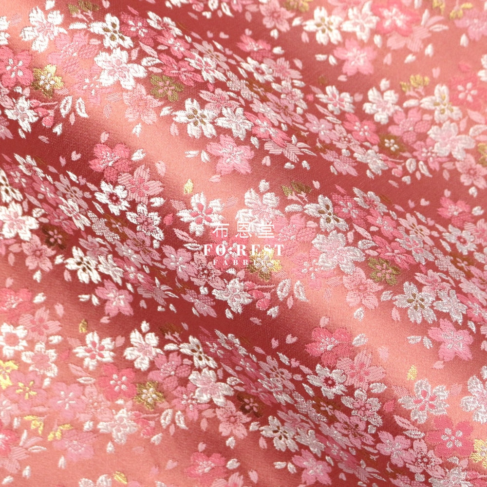 Gold Brocade - Full Of Sakura Fabric Polyester