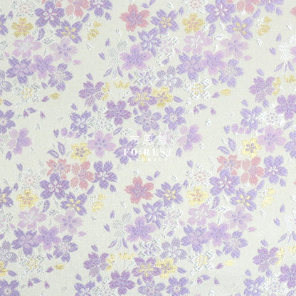 Gold Brocade - Full Of Sakura Fabric Purple Polyester