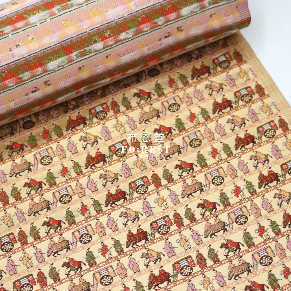 Gold Brocade - Genji Monogatari Emaki Story Fabric 1 Polyester