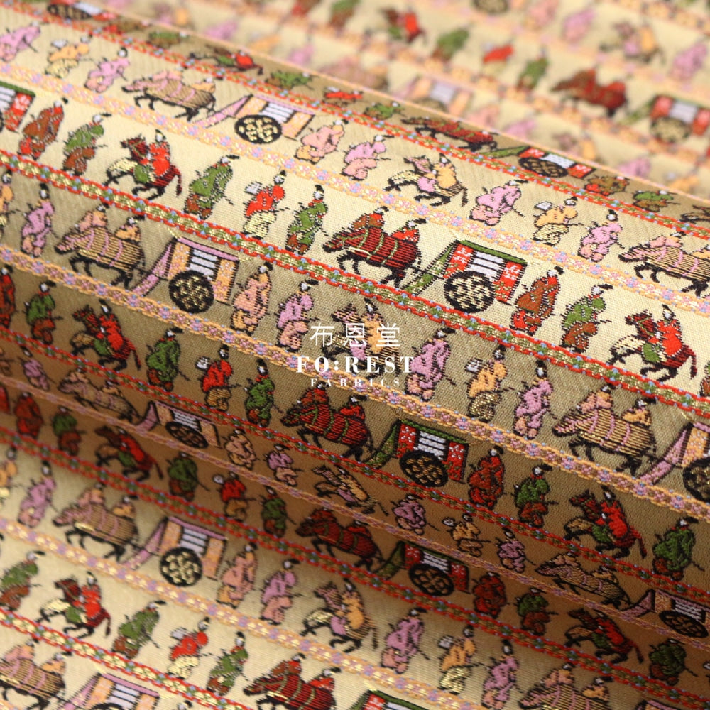 Gold Brocade - Genji Monogatari Emaki Story Fabric 1 Polyester