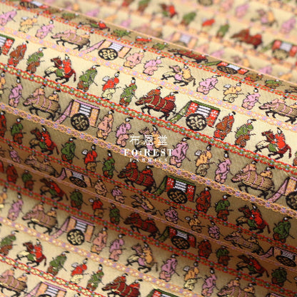 Gold Brocade - Genji Monogatari Emaki Story Fabric 1 Polyester