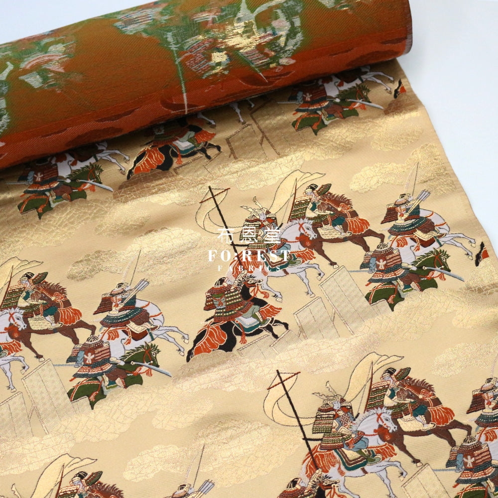 Gold Brocade - Genji Monogatari Emaki Story Fabric 9 Polyester
