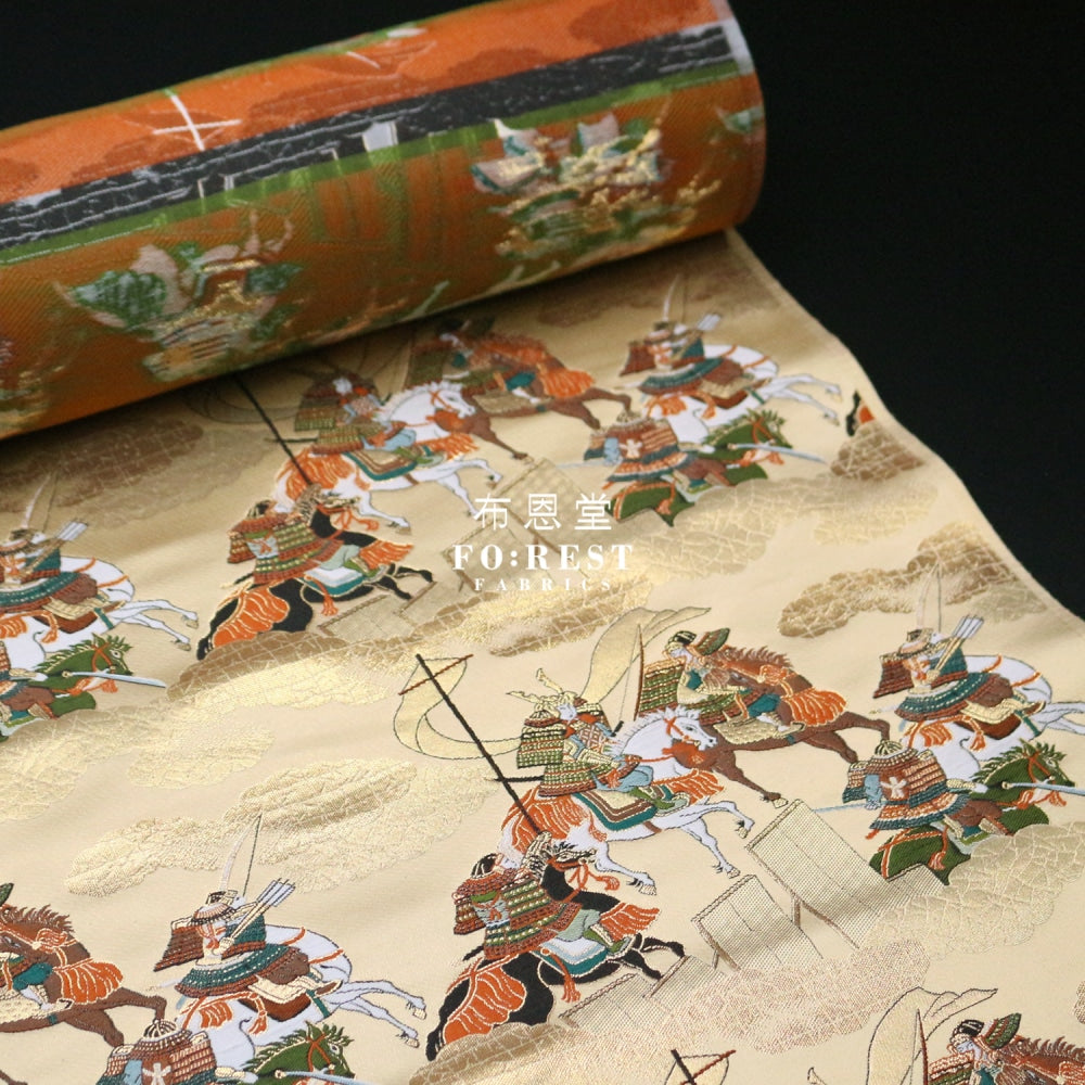 Gold Brocade - Genji Monogatari Emaki Story Fabric 9 Polyester