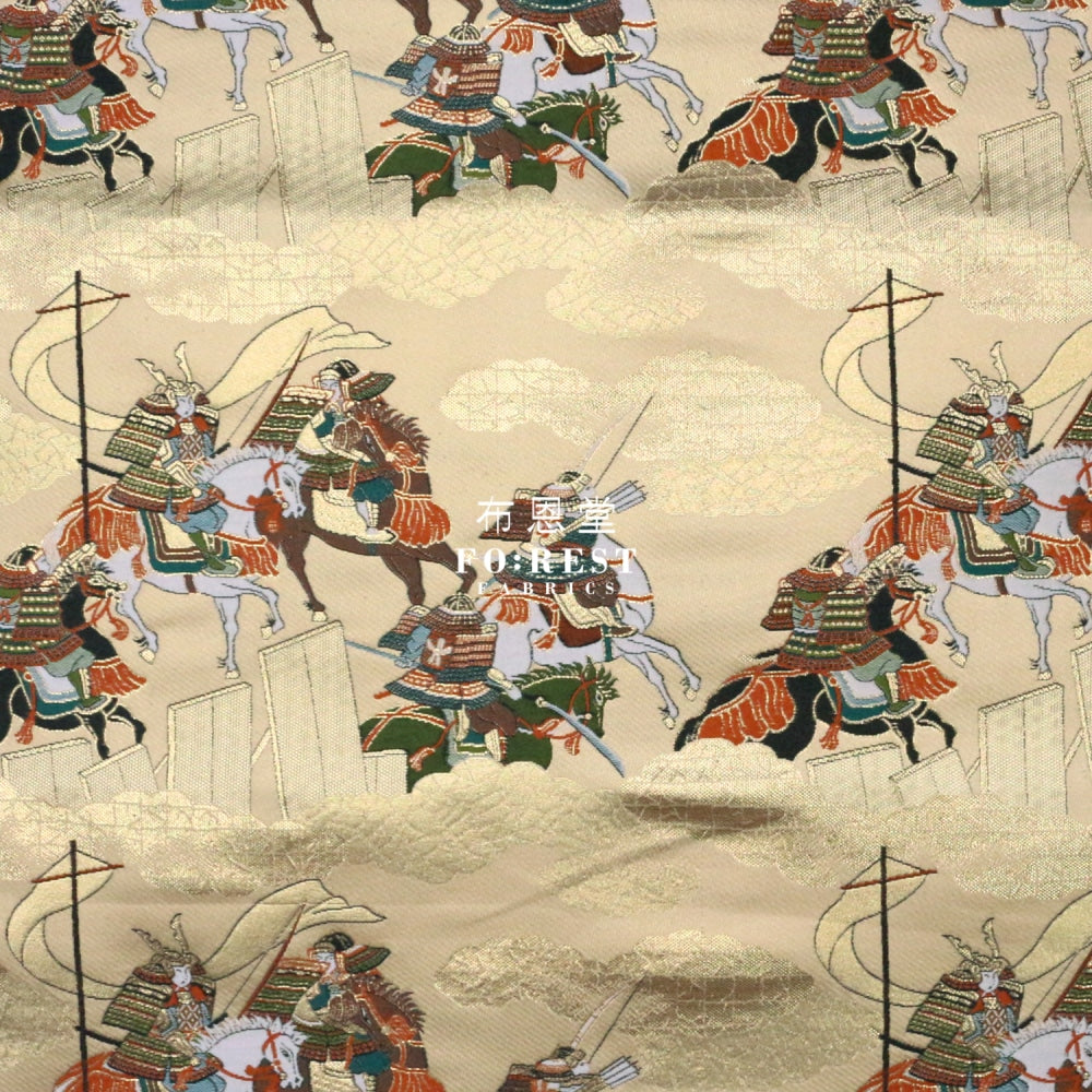 Gold Brocade - Genji Monogatari Emaki Story Fabric 9 Polyester
