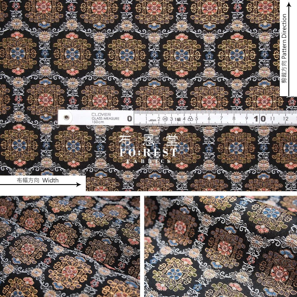 Gold Brocade - Geometric Kinran Fabric Polyester