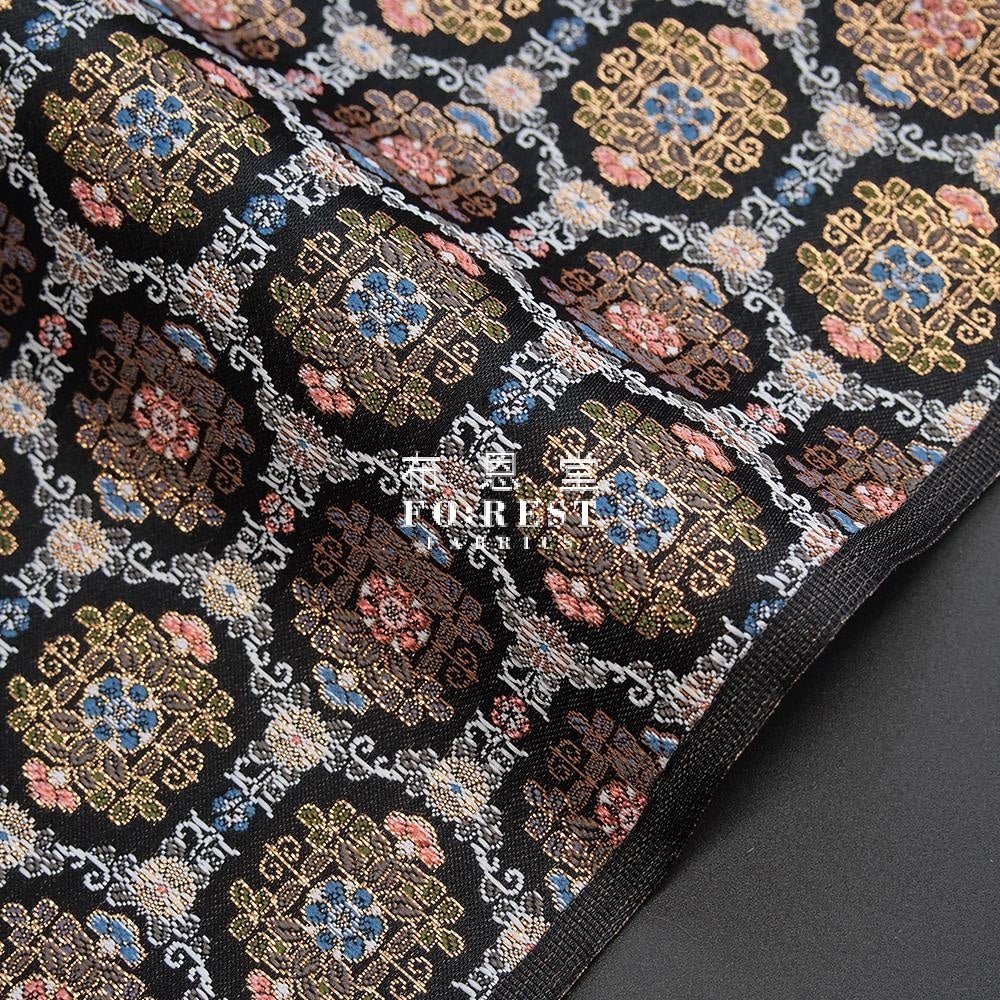 Gold Brocade - Geometric 甲 KINRAN fabric BLACK - FO:REST Fabric 布恩堂Liberty fabrictana lawnjapanese fabricykk zipper
