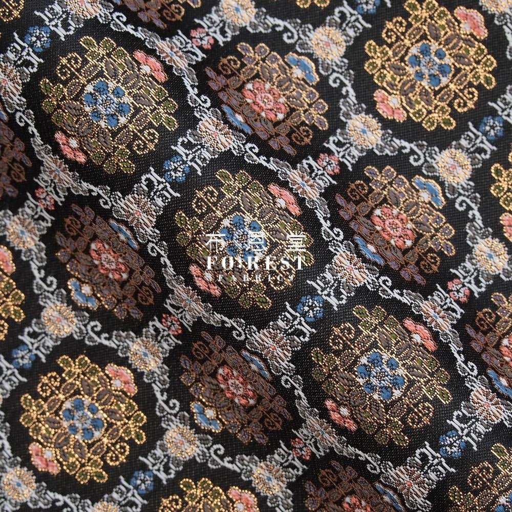 Gold Brocade - Geometric 甲 KINRAN fabric BLACK - FO:REST Fabric 布恩堂Liberty fabrictana lawnjapanese fabricykk zipper