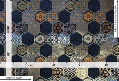 Gold Brocade - Geometric tortoise shell 龜甲 KINRAN fabric - FO:REST Fabric 布恩堂Liberty fabrictana lawnjapanese fabricykk zipper