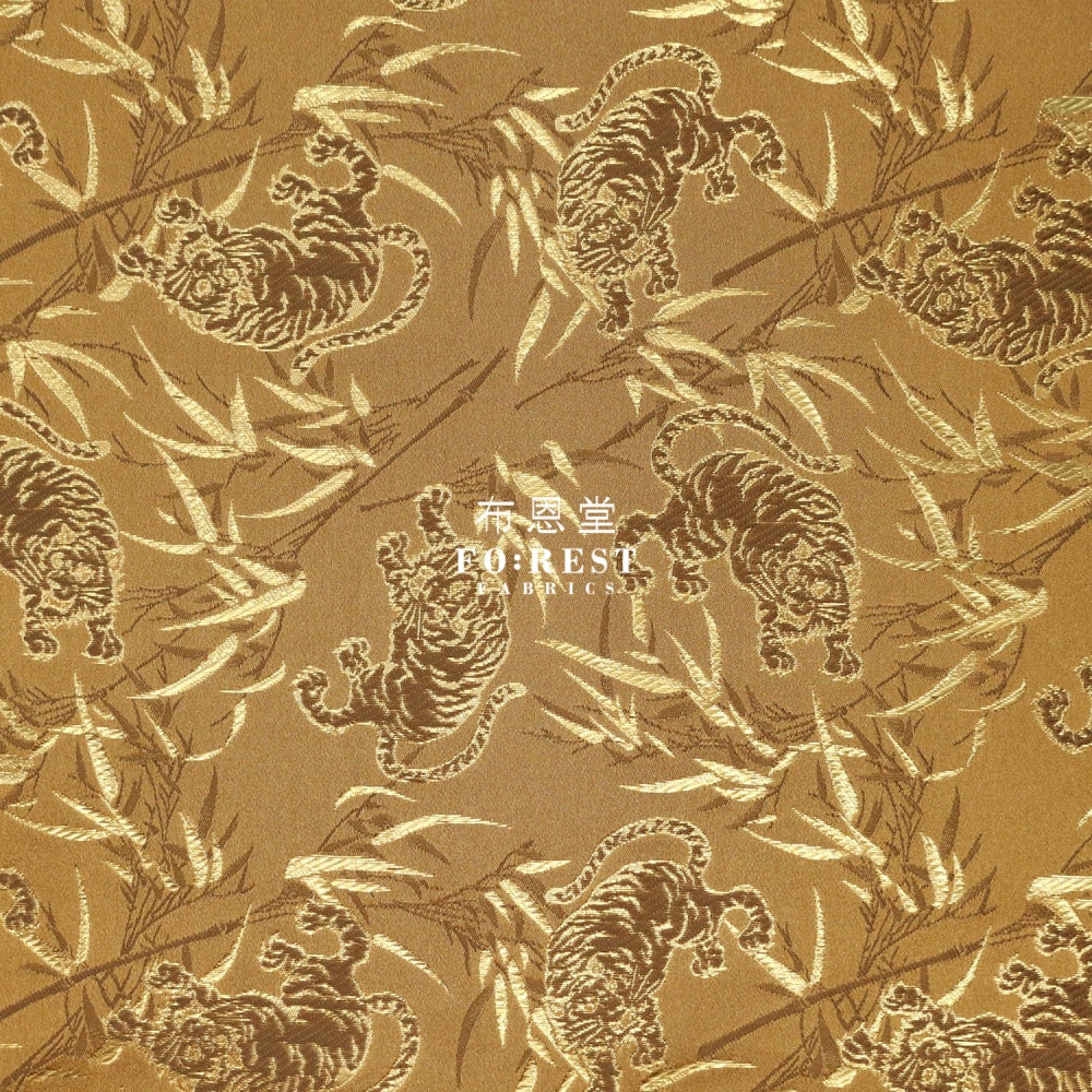 Gold Brocade - Tiger Fabric Gold Polyester