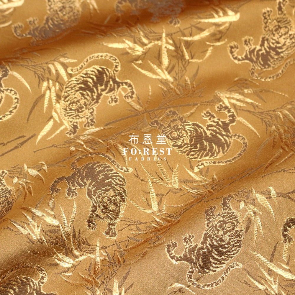 Gold Brocade - Tiger Fabric Gold Polyester
