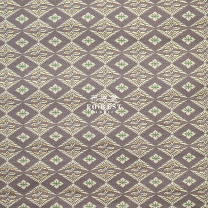 Gold Brocade - Japanese Crane Fabric Brown Polyester
