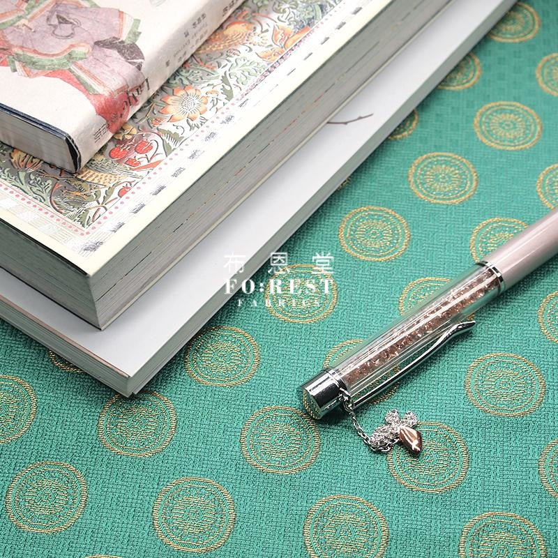 Gold Brocade - Maru Kinran Fabric Green Polyester