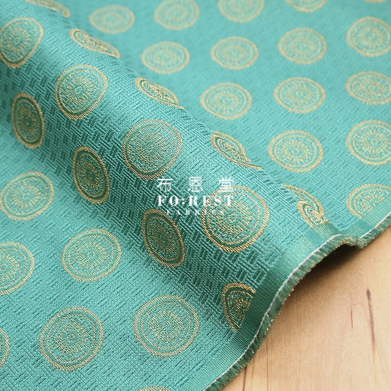 Gold Brocade - Maru Kinran Fabric Green Polyester