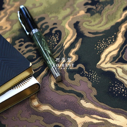 Gold Brocade - Marble Fabric Moss Polyester
