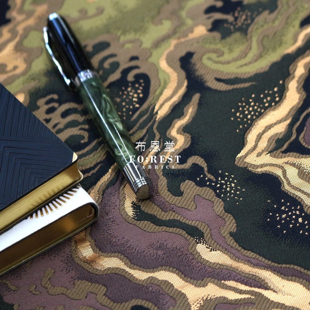 Gold Brocade - Marble fabric Moss - FO:REST Fabric 布恩堂Liberty fabrictana lawnjapanese fabricykk zipper