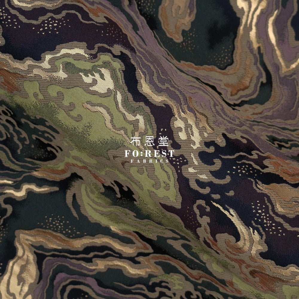 Gold Brocade - Marble fabric Moss - FO:REST Fabric 布恩堂Liberty fabrictana lawnjapanese fabricykk zipper