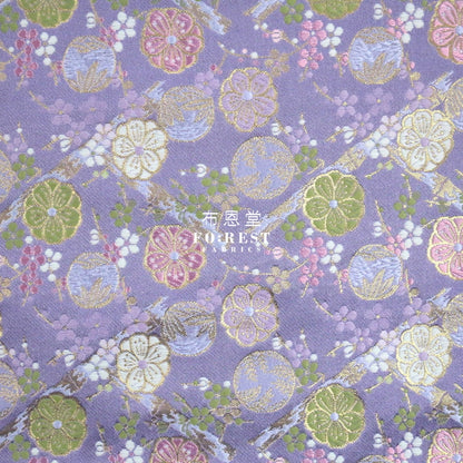 Gold Brocade - Moon Purple Fabric Polyester