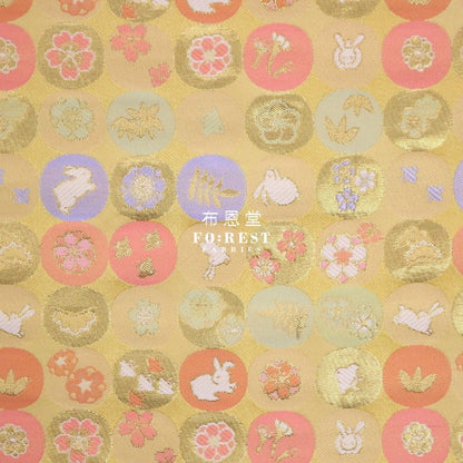 Gold Brocade - Moon Rabbit 月兔 fabric Gold - FO:REST Fabric 布恩堂Liberty fabrictana lawnjapanese fabricykk zipper