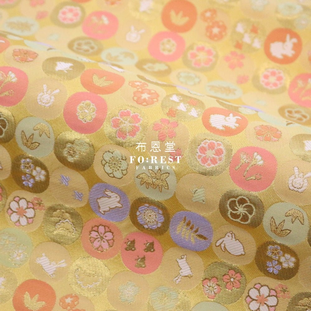 Gold Brocade - Moon Rabbit 月兔 fabric Gold - FO:REST Fabric 布恩堂Liberty fabrictana lawnjapanese fabricykk zipper