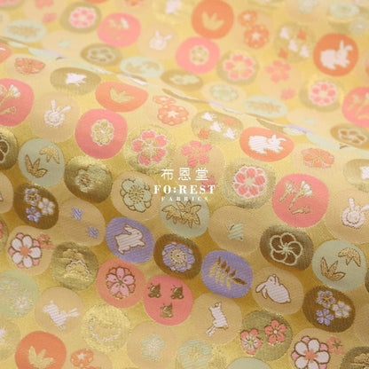 Gold Brocade - Moon Rabbit 月兔 fabric Gold - FO:REST Fabric 布恩堂Liberty fabrictana lawnjapanese fabricykk zipper