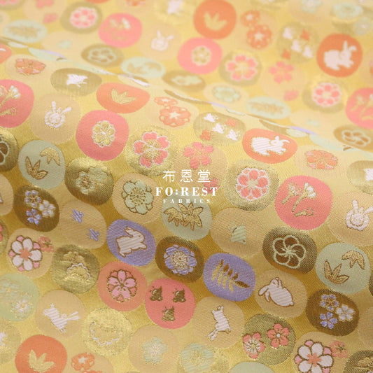 Gold Brocade - Moon Rabbit Fabric Polyester