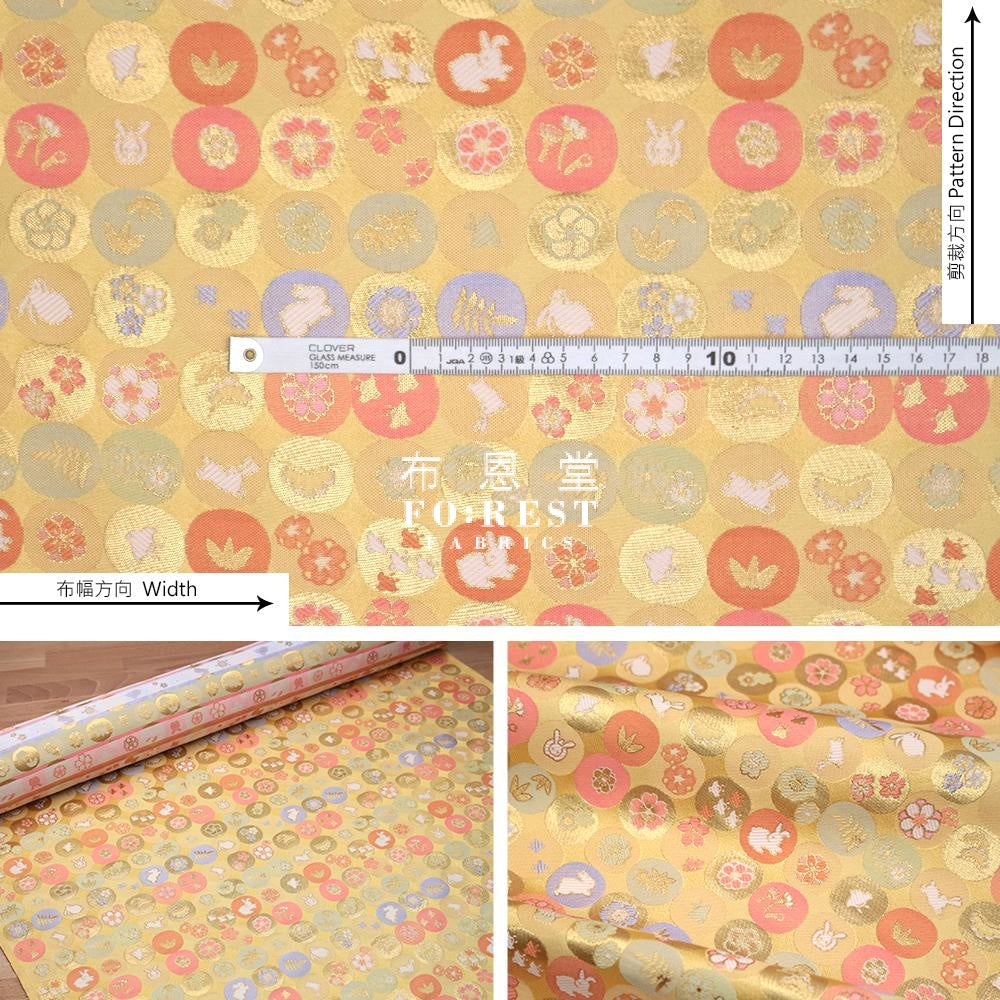 Gold Brocade - Moonrabbit Fabric Lightyellow Polyester