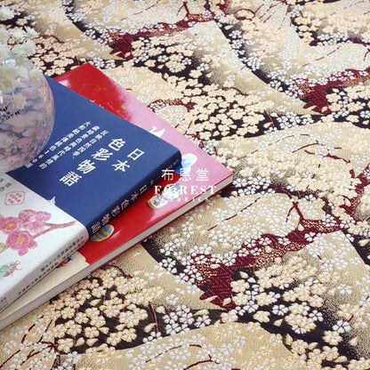 Gold Brocade - Mount Fuji sakura 遠山櫻 fabric Gold - FO:REST Fabric 布恩堂Liberty fabrictana lawnjapanese fabricykk zipper