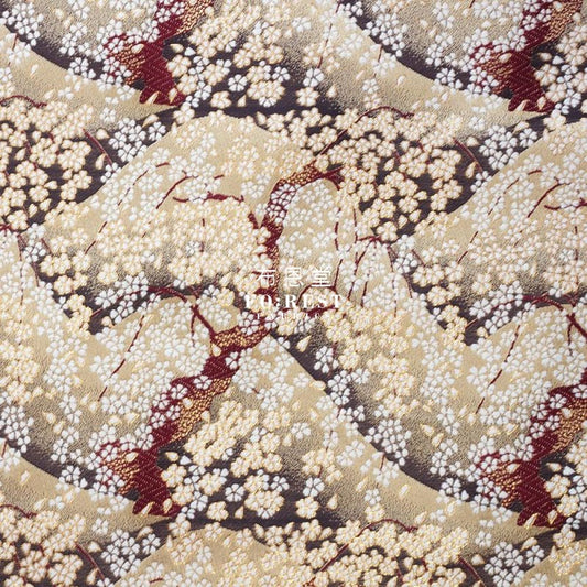 Gold Brocade - Mount Fuji sakura 遠山櫻 fabric Gold - FO:REST Fabric 布恩堂Liberty fabrictana lawnjapanese fabricykk zipper