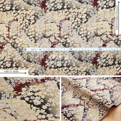 Gold Brocade - Mount Fuji Sakura Fabric Polyester