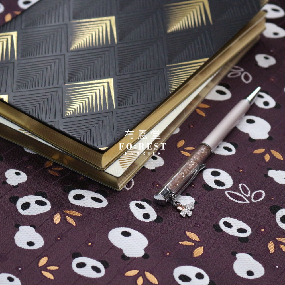 Gold Brocade - Panda Fabric Darkpurple Polyester
