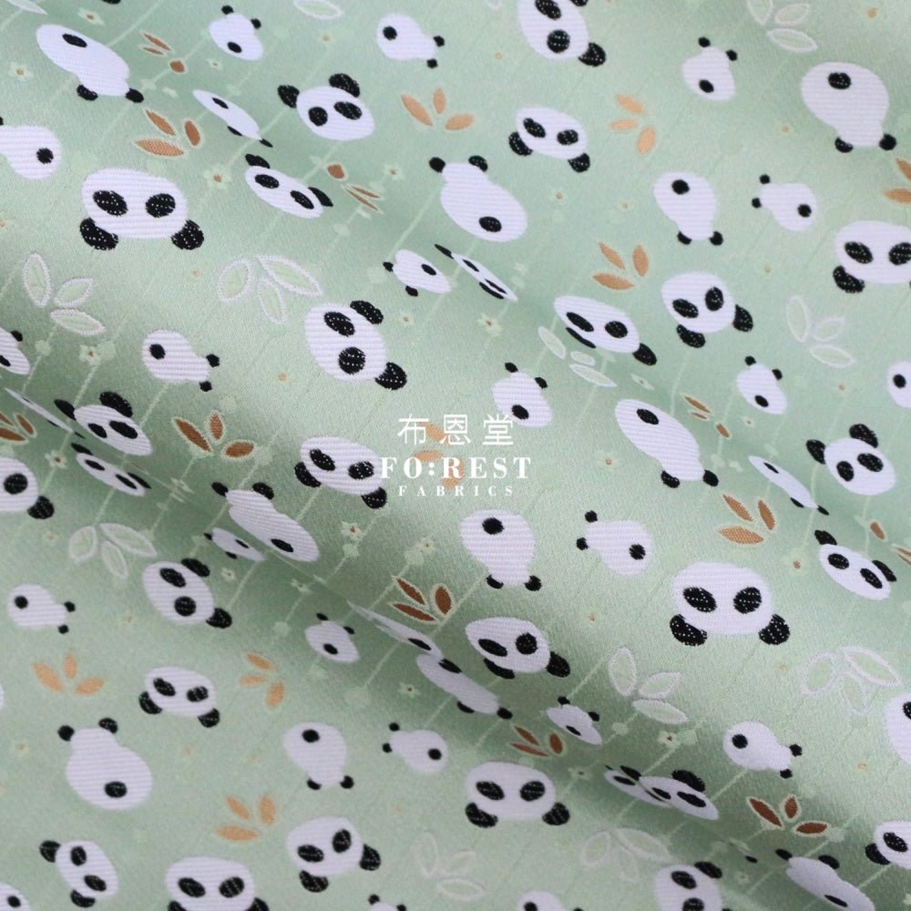 Gold Brocade - Panda fabric LT.Green - FO:REST Fabric 布恩堂Liberty fabrictana lawnjapanese fabricykk zipper