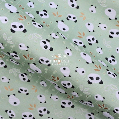 Gold Brocade - Panda fabric LT.Green - FO:REST Fabric 布恩堂Liberty fabrictana lawnjapanese fabricykk zipper