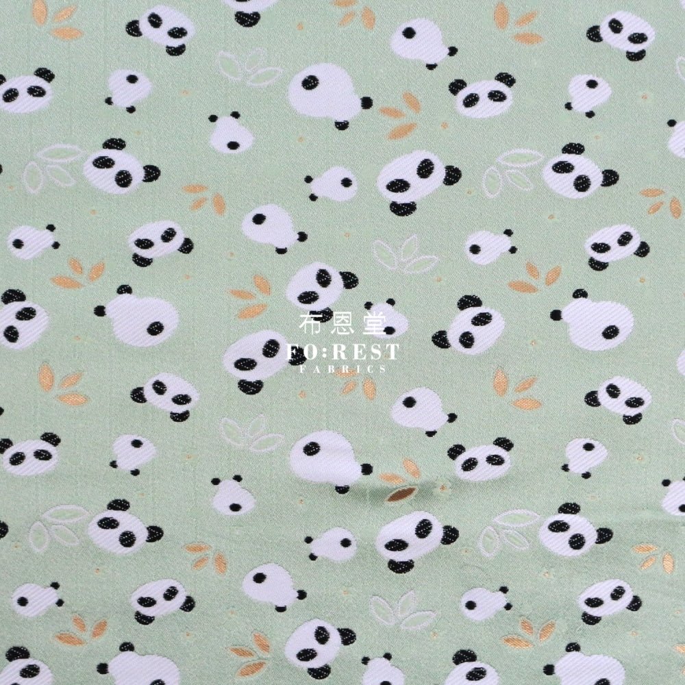 Gold Brocade - Panda fabric LT.Green - FO:REST Fabric 布恩堂Liberty fabrictana lawnjapanese fabricykk zipper