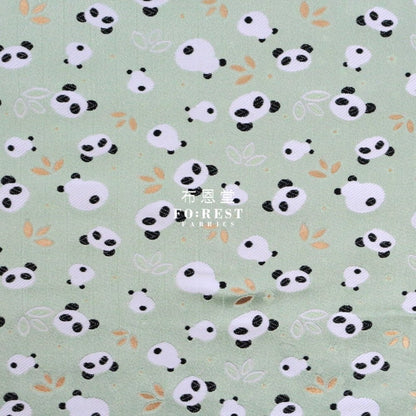 Gold Brocade - Panda fabric LT.Green - FO:REST Fabric 布恩堂Liberty fabrictana lawnjapanese fabricykk zipper