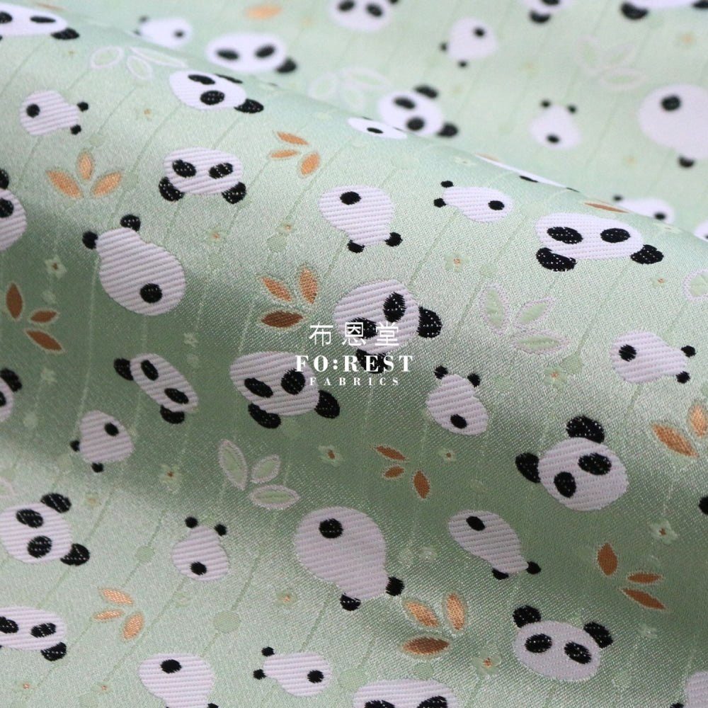Gold Brocade - Panda fabric LT.Green - FO:REST Fabric 布恩堂Liberty fabrictana lawnjapanese fabricykk zipper