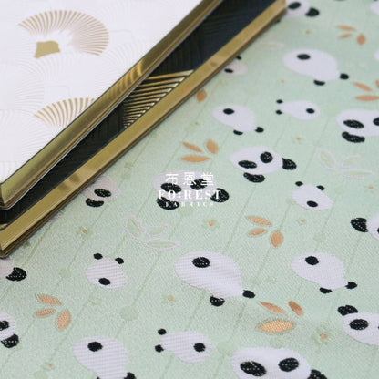 Gold Brocade - Panda fabric LT.Green - FO:REST Fabric 布恩堂Liberty fabrictana lawnjapanese fabricykk zipper