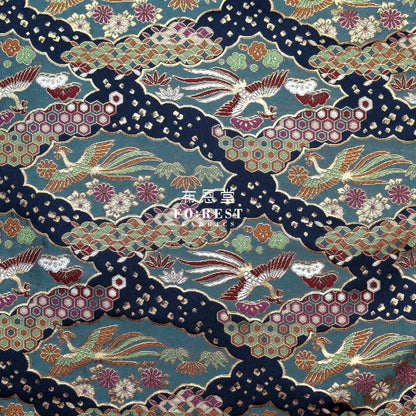 Gold Brocade - Phoenix fabric Navy - FO:REST Fabric 布恩堂Liberty fabrictana lawnjapanese fabricykk zipper