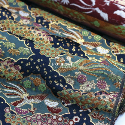 Gold Brocade - Phoenix fabric Navy - FO:REST Fabric 布恩堂Liberty fabrictana lawnjapanese fabricykk zipper
