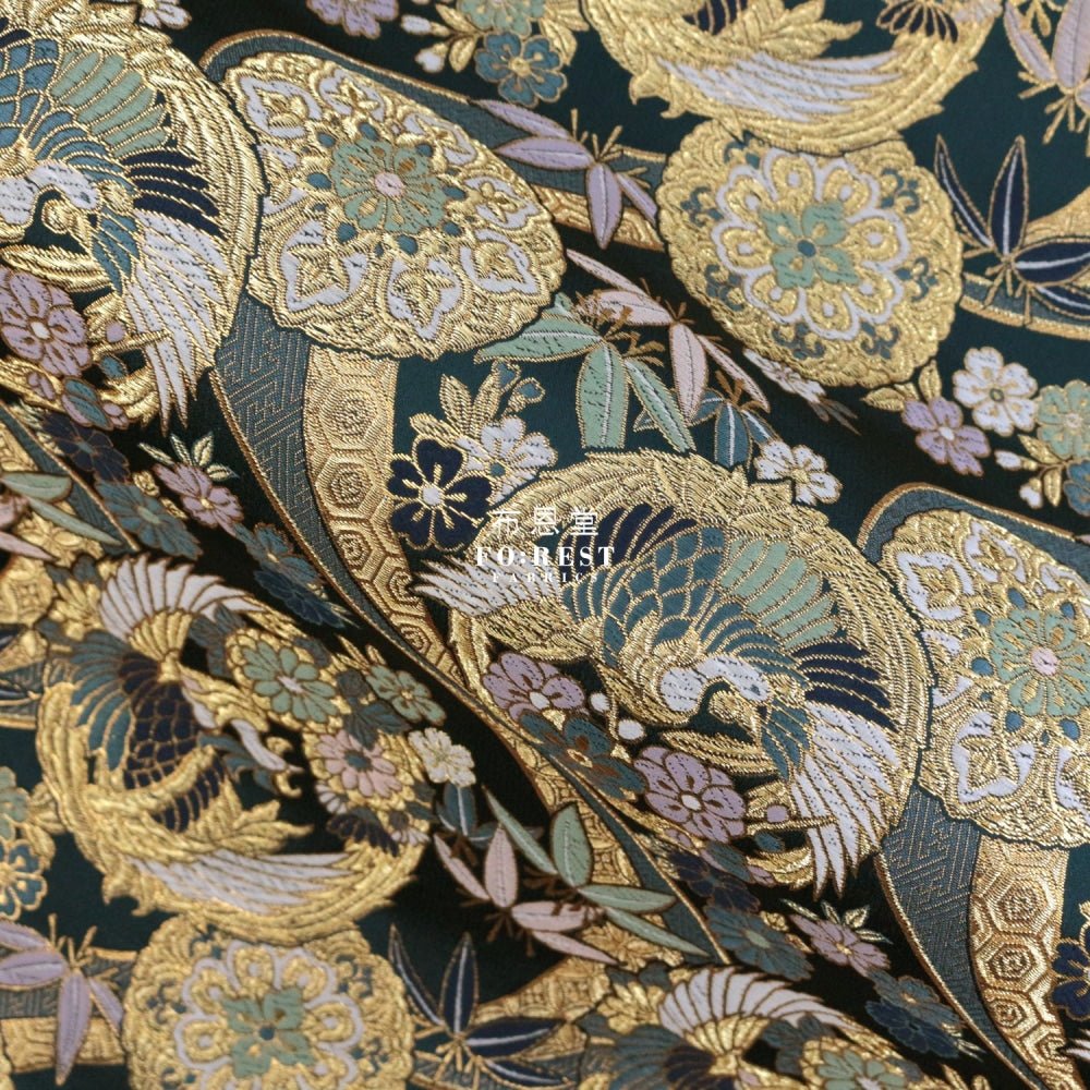 Gold Brocade - Phoenix鳳凰 fabric PURPLE - FO:REST Fabric 布恩堂Liberty fabrictana lawnjapanese fabricykk zipper