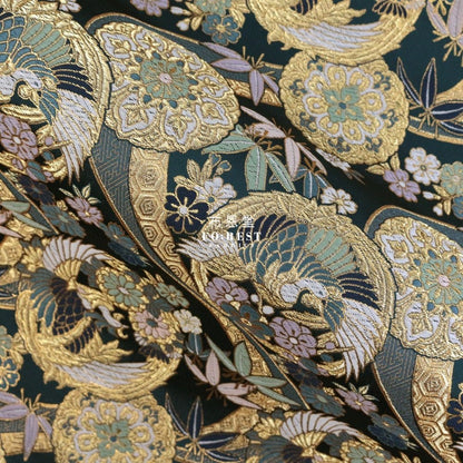 Gold Brocade - Phoenix鳳凰 fabric PURPLE - FO:REST Fabric 布恩堂Liberty fabrictana lawnjapanese fabricykk zipper