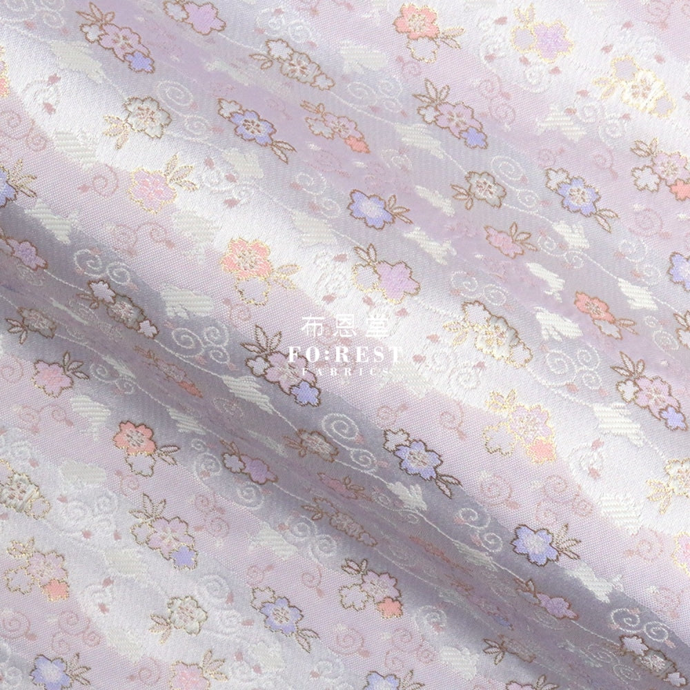 Gold Brocade - Rabbit Cloud Fabric Icepurple Polyester
