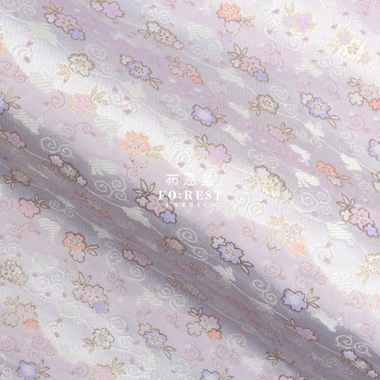 Gold Brocade - Rabbit Cloud Fabric Icepurple Polyester