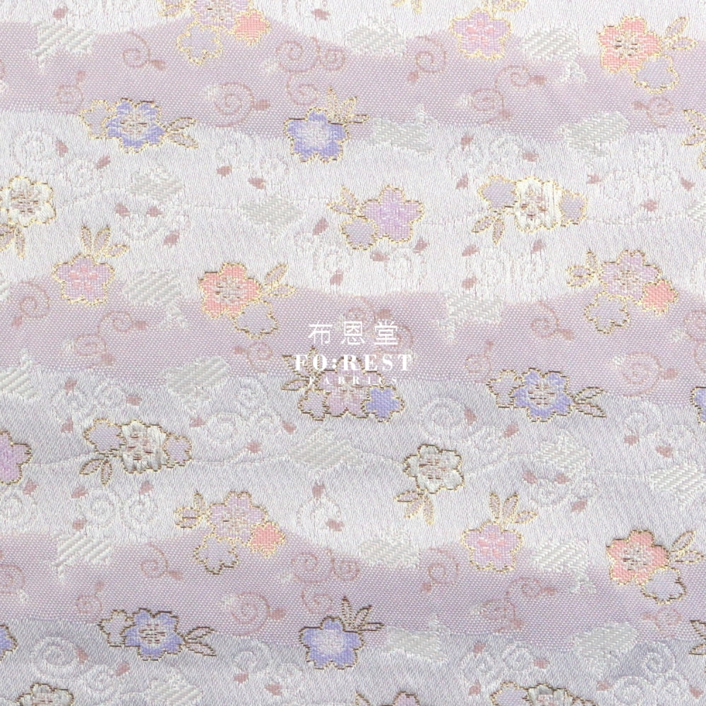 Gold Brocade - Rabbit Cloud Fabric Icepurple Polyester