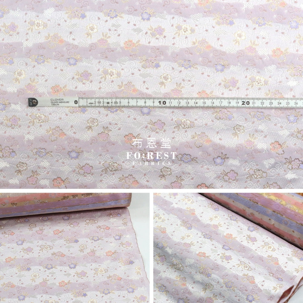 Gold Brocade - Rabbit Cloud Fabric Icepurple Polyester