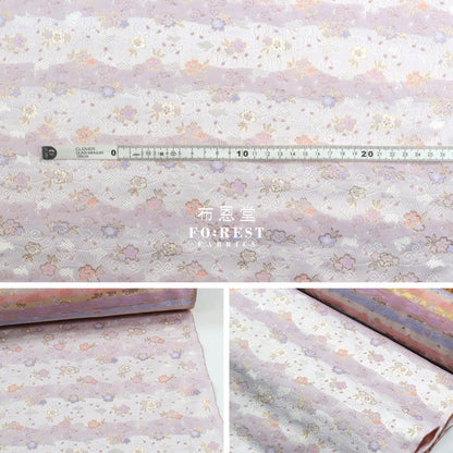 Gold Brocade - Rabbit Cloud Fabric Icepurple Polyester